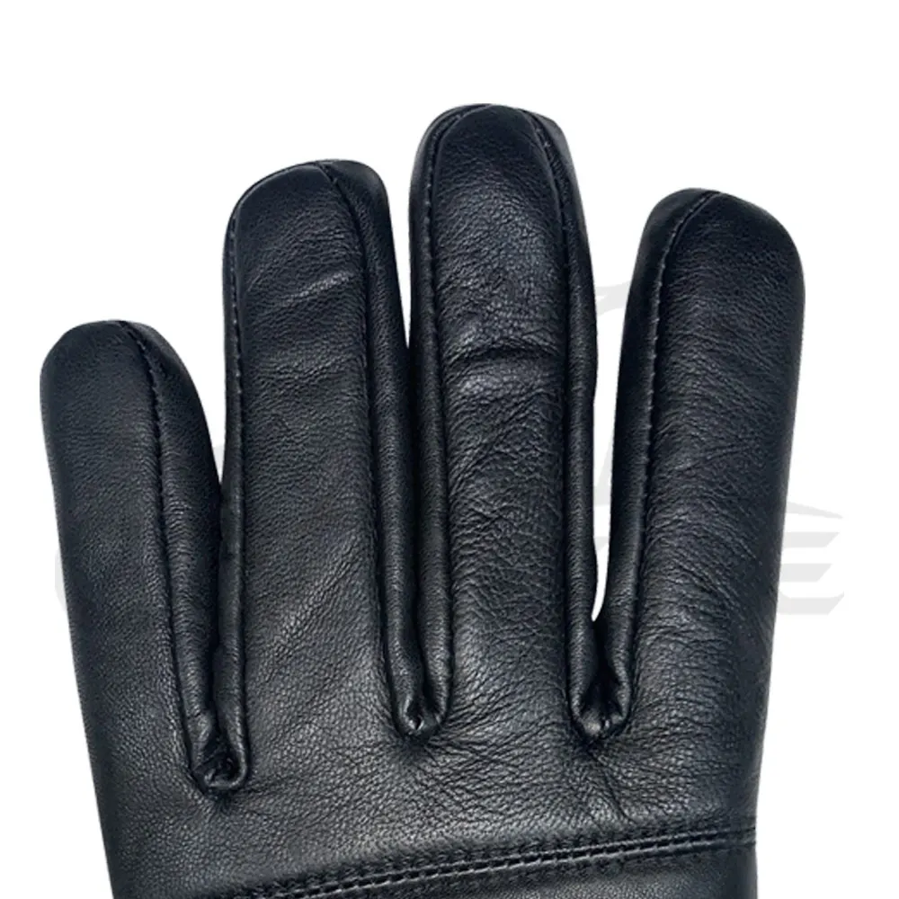 Mens Black Leather Gloves Premium Quality Twill Cuff Goat Leather Gloves XL Daily Outdoor Winter Fashion Stylish Gloves For Guys