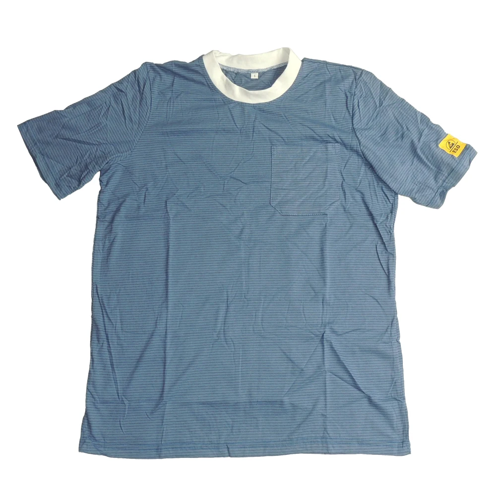 Cleanroom Light Blue ESD T-shirt Antistatic Cleanroom CottonT Shirts