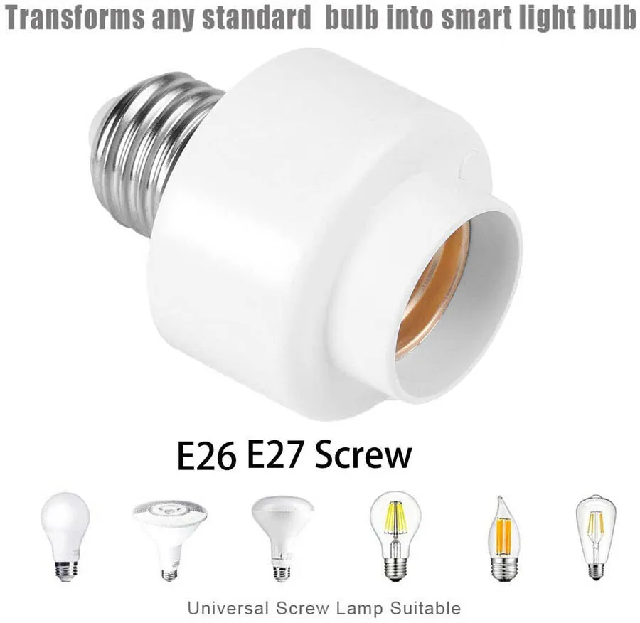 
WiFi Smart Light Base for Smart Life Tuya APP Remote Control E26 E27 Bulb Socket Work with Alexa Home IFTTT 