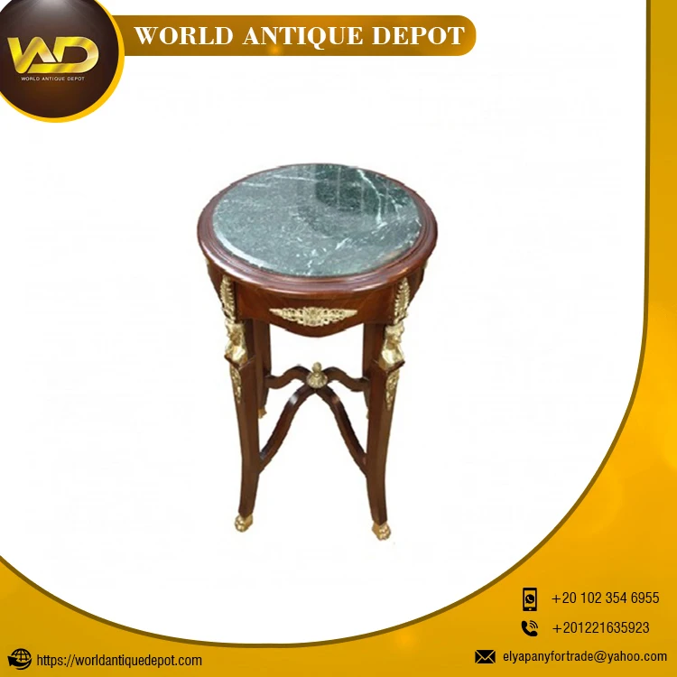 100% Best Quality Living room gold table with marble top antique style