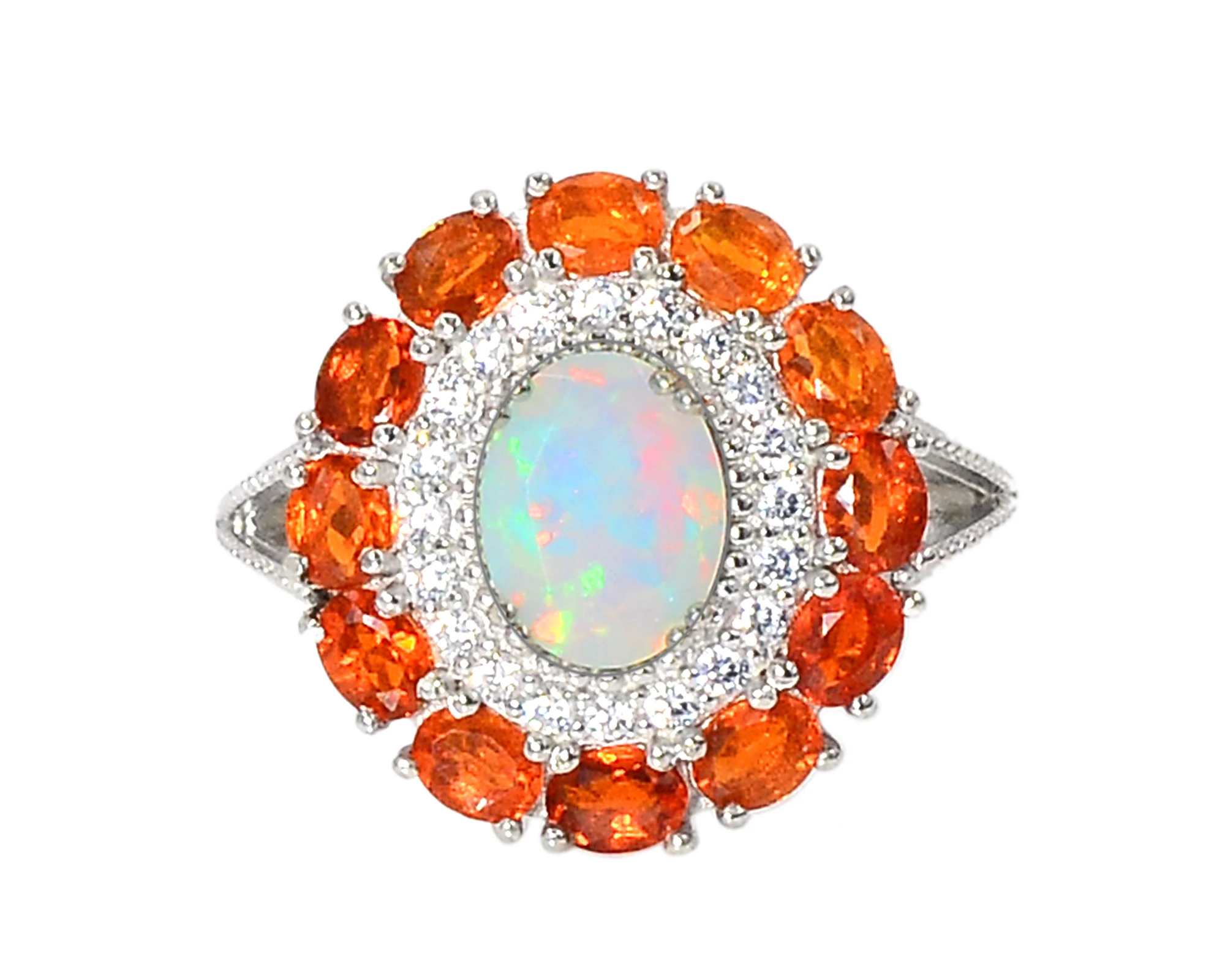Top Demanding Natural Cut Opal Mexican Fire Opal Oval Gemstone 925 Solid Silver Women Ring Wedding Jewelry Exporter From India
