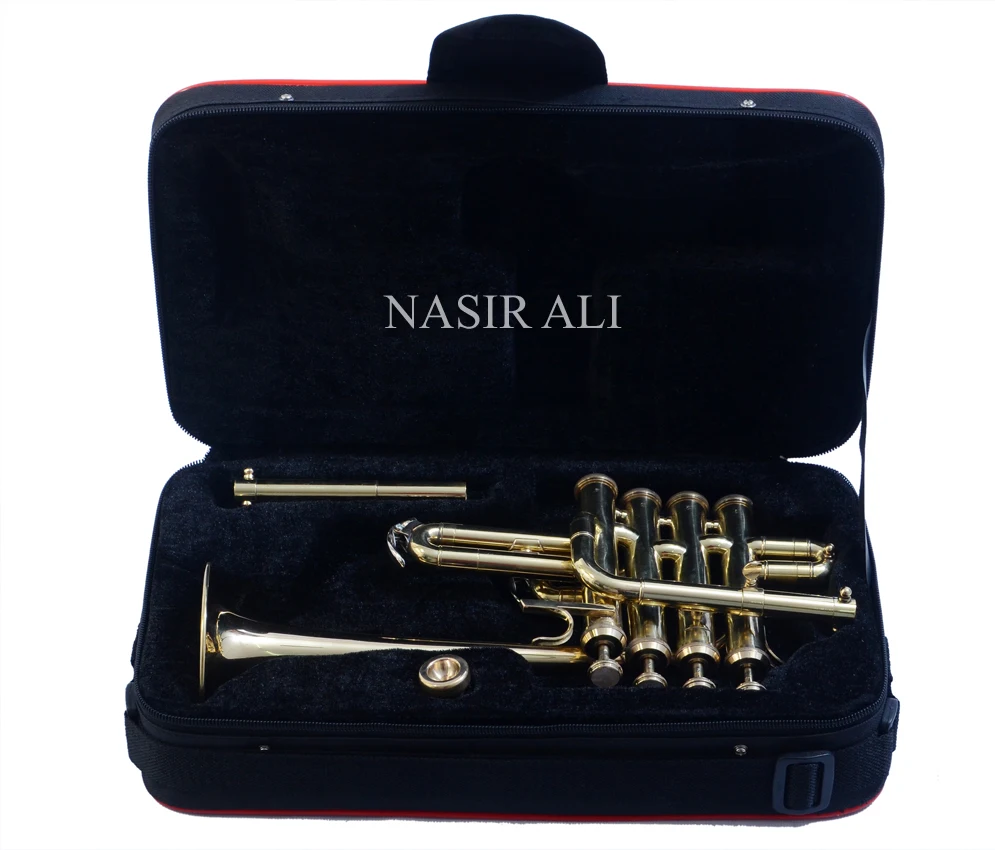 NASIR ALI NEW PROFESSIONAL BEAUTIFUL BB PITCH BRASS PICCOLO TRUMPET PREMIUM QUALITY WITHINCLUDE HARDCASE AND MOUTHPIECE
