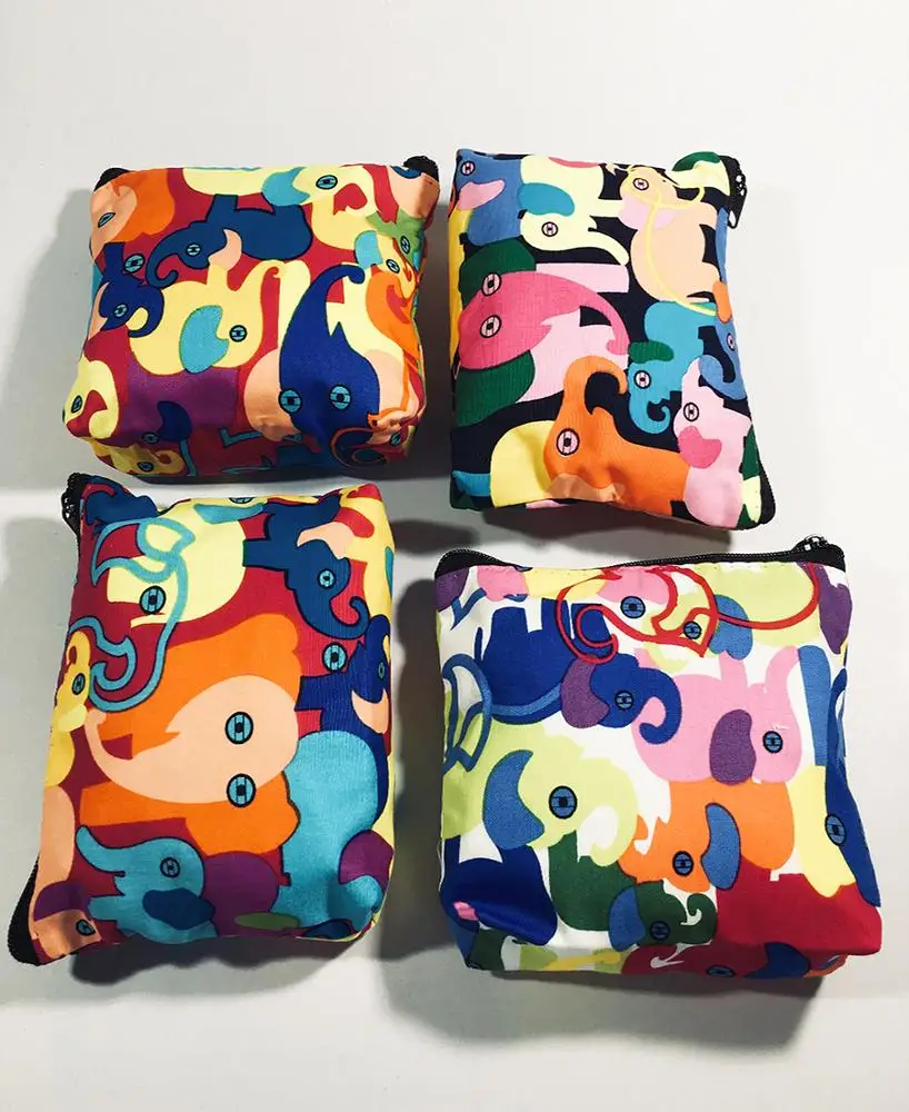 Elephant canvas fabric small coin purse wallet zipper vintage Thai style handmade for souvenir gift