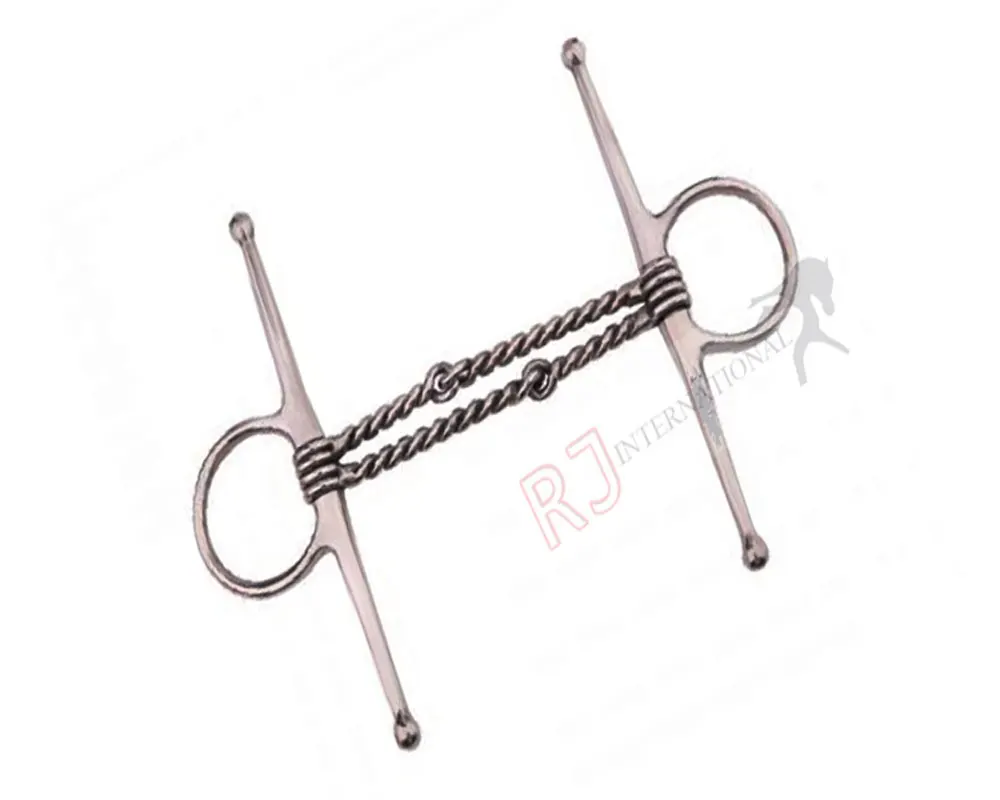 Custom Logo NEW Horse Tack by Riaz Jamal Intel Stainless Steel Full Cheek Snaffle Bit with Western Style Wire Twist Mouth