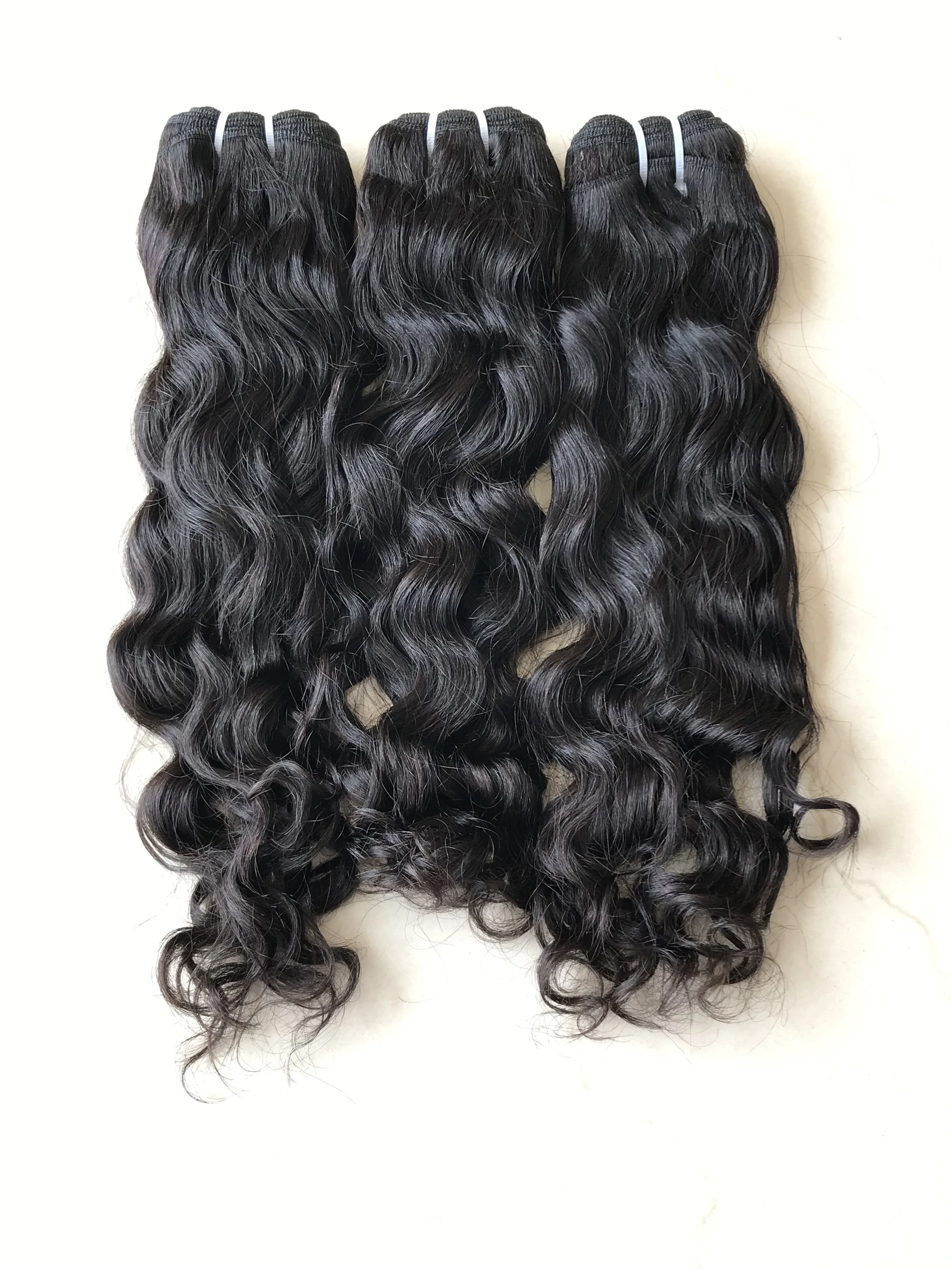 100% Unprocessed Brazilian Natural Water Wave Human Weft Hair Bundles Form Raw Indian Temple Hair Vendor
