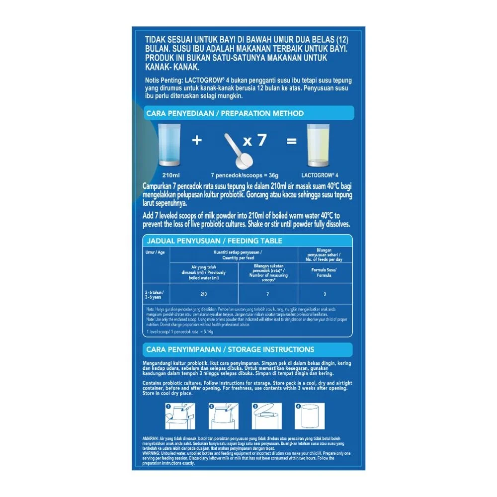 
Lactogrow 4 (4-6 Years Above) 1.3Kg 