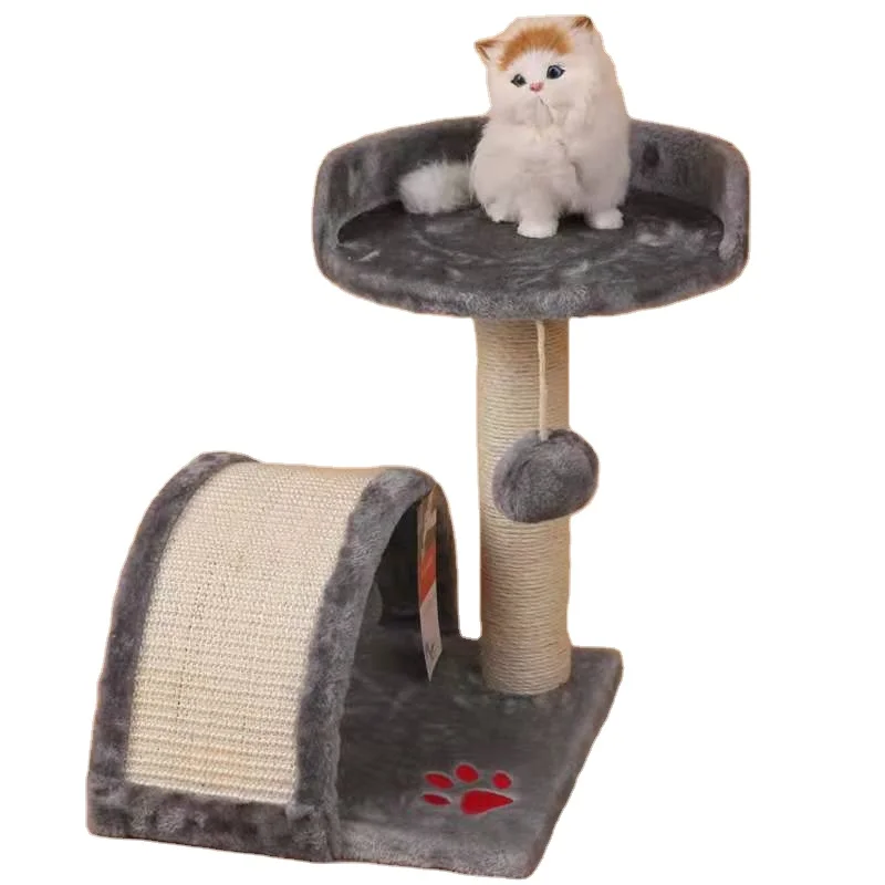 Sisal Tower Furniture Sustainable Simple Gray Easy To Use Cat Toy Scratch Tree  Scratcher Small Cat Tree