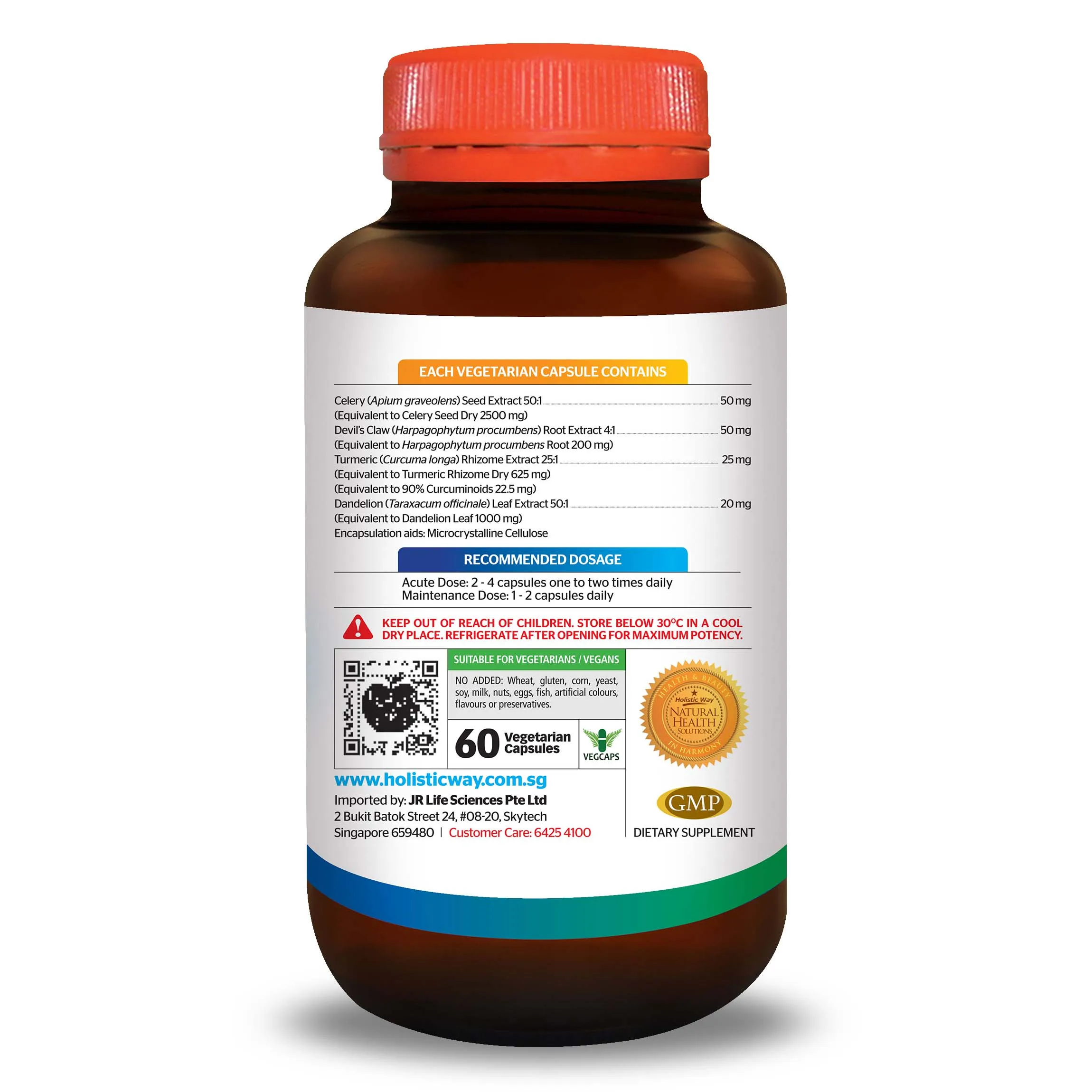 Support Healthy Joint Function Herbal Supplements Alleviate Gout & Arthritis 60 Vegetarian Capsules 54g Holistic Way