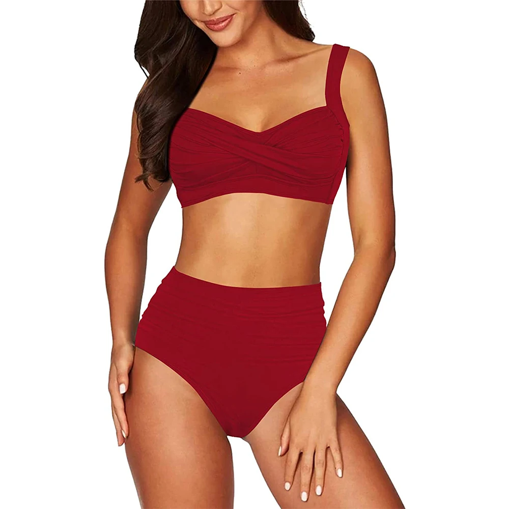 2023 wholesale price plain color swimsuit swimwear Cheap bikini bandage bikini