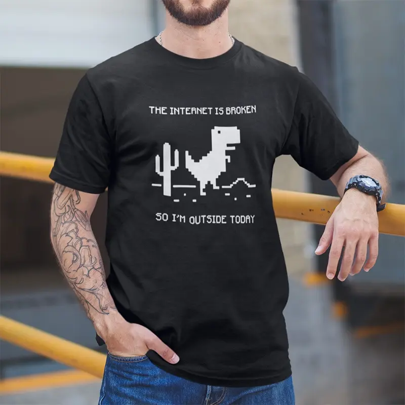 
Customised Internet Is Broken T Shirt Nerd Humor Tshirts 100% Cotton Black White Funny Geek Casual Tops Tee Homme EU Size 