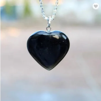 Black Tourmaline Heart Gemstone Pendant