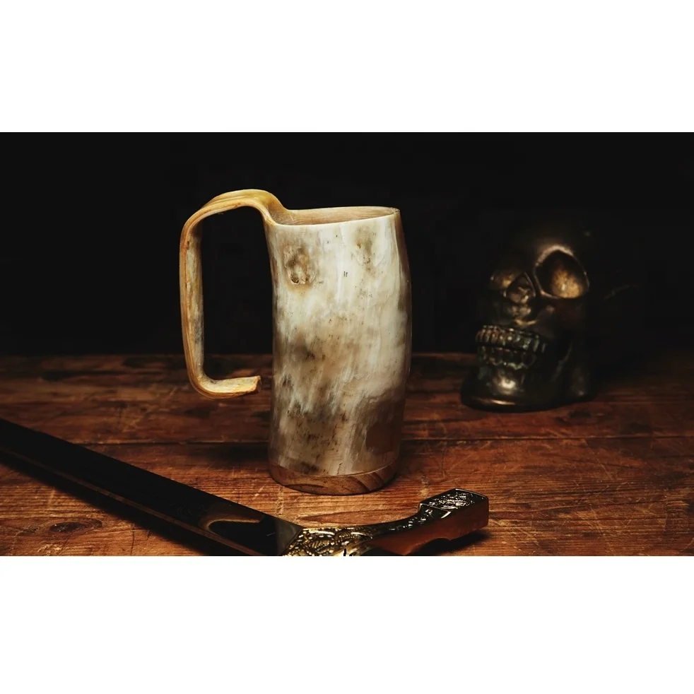 New Design Beer Drinking Mug Distinctive Handle Tankard Horn Mug Trending Quality Horn Drinking Mugs Wholesaler and Manufacture