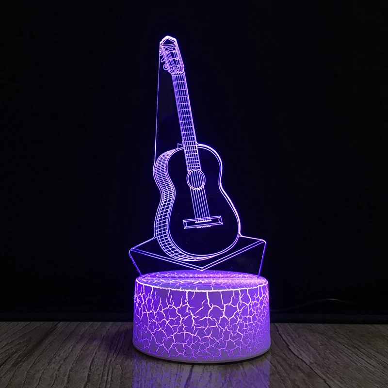 3D Illusion Lamp Guitar Night Light LED Desk Table Lamp 7 Color Changing Touch Sensor Nightlight