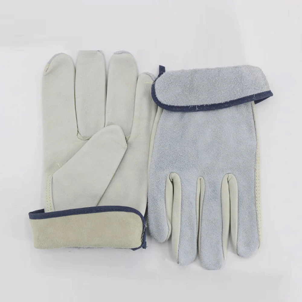
White Sheep Skin Palm and Back Cow Split Leather Work Driver Gloves With A plus quality Palm Gloves 