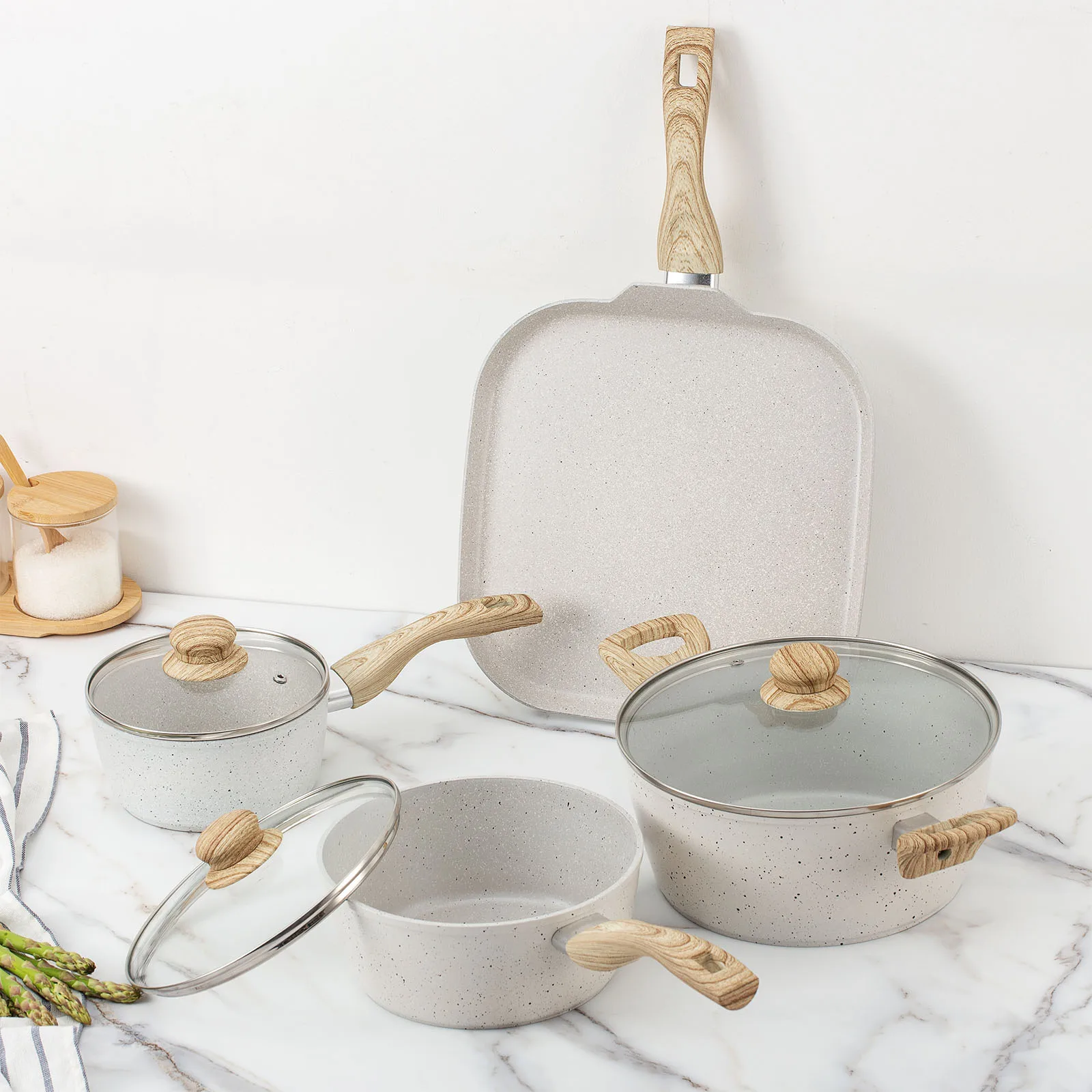 Мезон Лидер продаж партиями по 4 шт. сковорода набор ножей с антипригарном покрытием Кастрюля крышкой сертификатами PFOA Бесплатная сковородка для жарки супа кастрюли