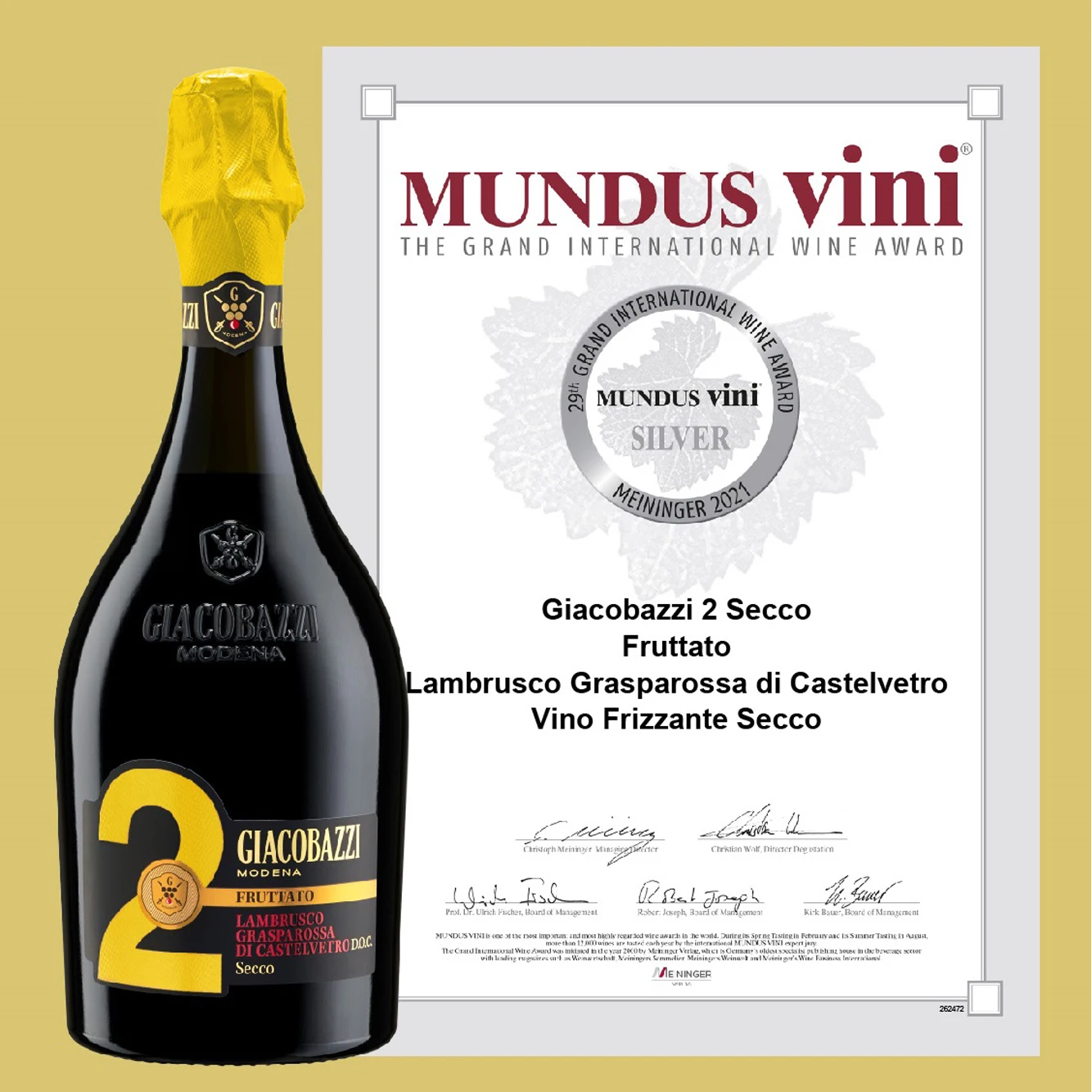 Premium quality Grasparossa di Castelvetro D.o.c. 750 ml Dry for meal directly from Italy