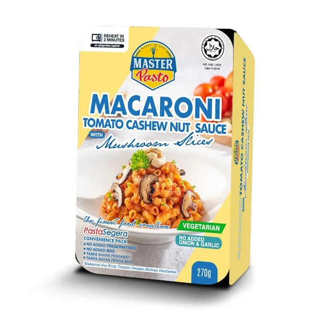 High quality easy prepare 3 minute restaurant grade Vegetarian Macaroni Tomato Cashew Nut Sauce with Mushroom for dinner (11000002171858)