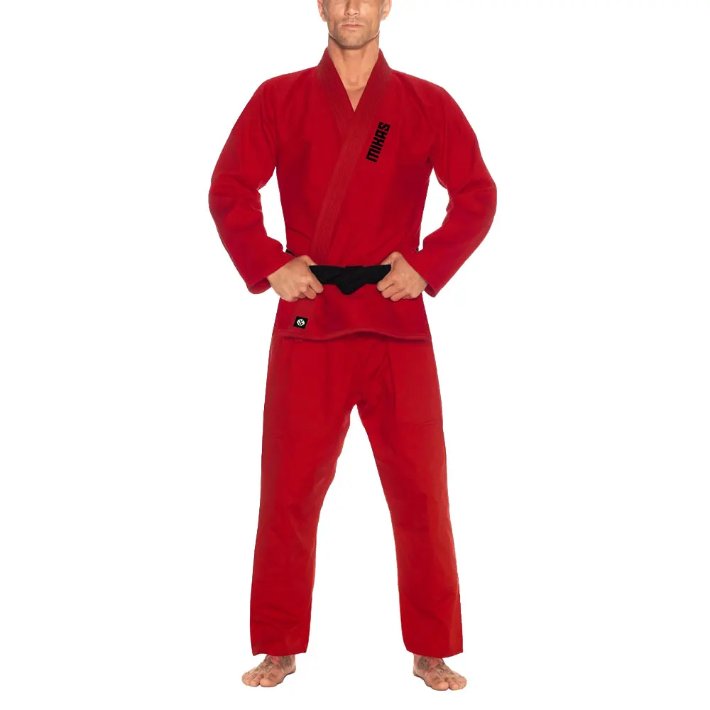 Manufacturer 100% cotton martial arts wear kimono jiu jitsu judo uniform gi student white/blue/red customized color