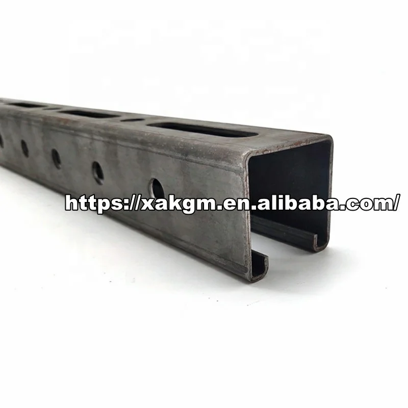 Chinese wholesaler 41*41 Black slotted carbon steel ribbed OEM hole size strut c channel galvanized supported