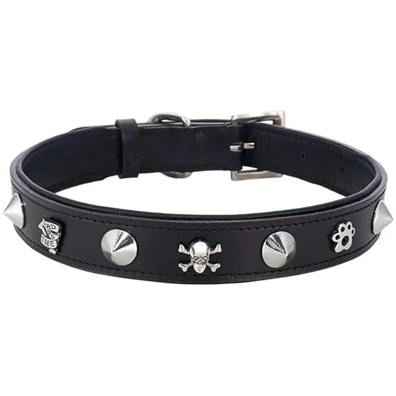 GENUINE PET COLLAR NEW DESIGN COMFORTABLE and THICK LEATHER DOG COLLARS WITH TWO LAYER for SAFETY LONG