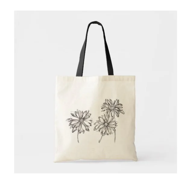 Customized big reusable 100% Organic Cotton GOTS certificate Flower Printed recycle plain bulk large reusable hand canvas bags