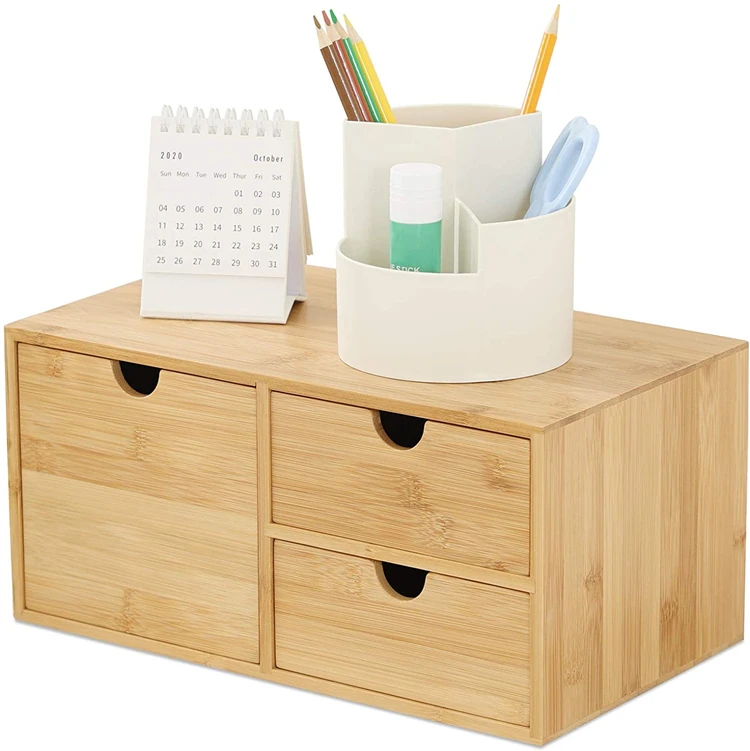 Desktop bamboo box drawer type desk finishing cabinet office household supplies jewelry box shelving