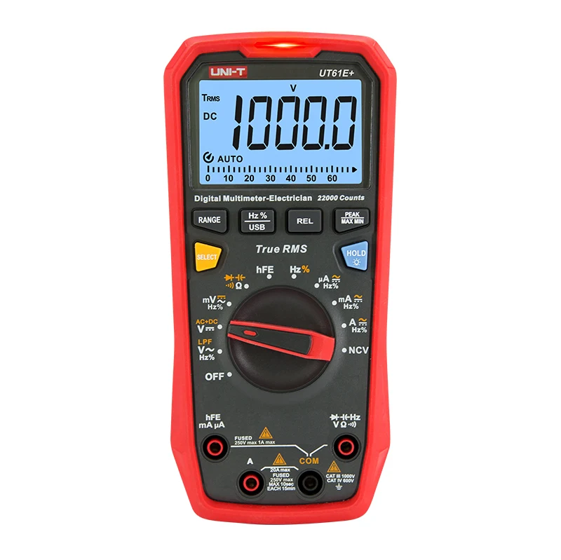 UNI-T UT61E + 1000V Цифровой мультиметр, измеряющий истинные квадратичные значения переменного тока/постоянного напряжения переменного тока/постоянного тока класс безопасности CAT III 1000V/CAT Характеристическая вязкость полимера 600V