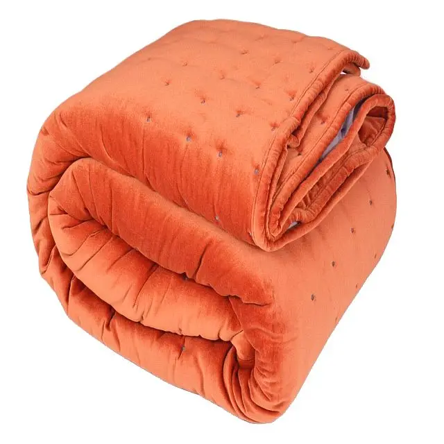 Soft Dots Design Brunt Orange Comforter Set Machine Quilting Pattern Bedspread Duvet Cover