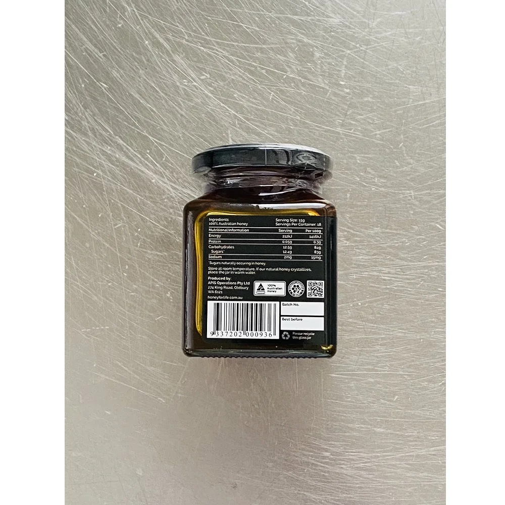 
260g Natural Premium Caramel Raw Mono-Floral Honey Bee TA35+ Marri Honey In Mason Jar Packaging 
