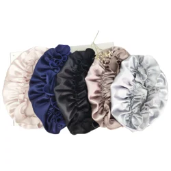 Customizable size colour and thickness 6A Grade pure silk sleep hat 22momme double layers silk cap
