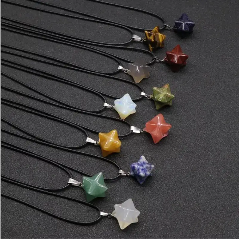 Оптовая продажа новые кулоны со звездами MERKABA/разноцветные с натуральным кристаллом MARKABA высокого качества