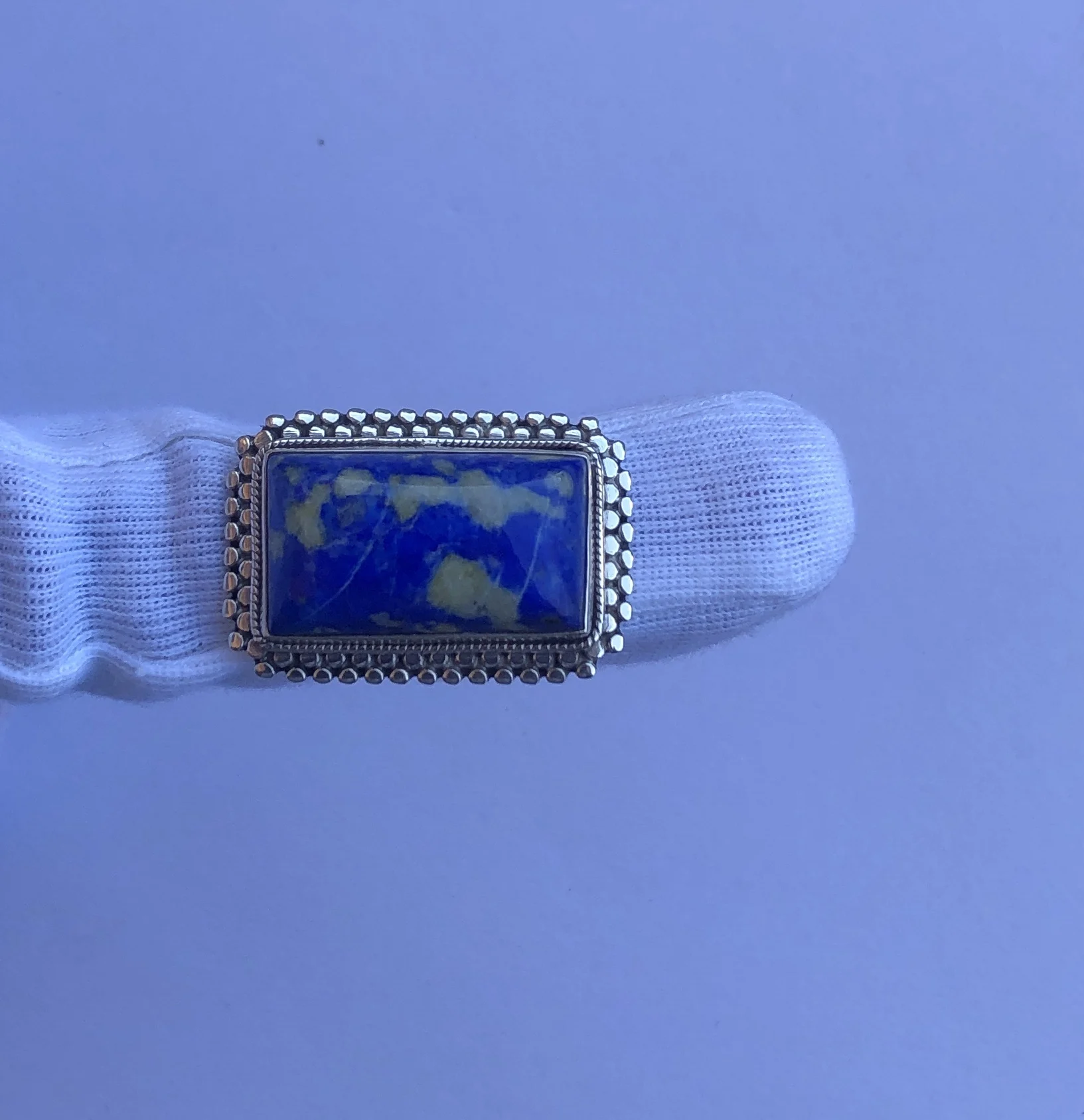 Natural Lapis Lazuli Cabochon Handmade Ethnic Design Semi Precious 925 Sterling Silver Gemstone Ring from Manufacturer Online