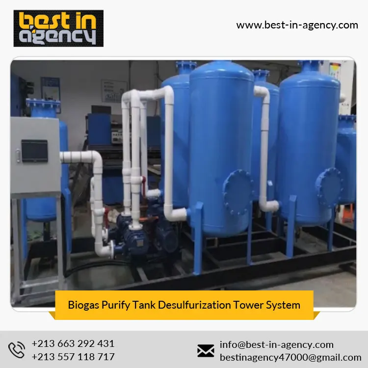 Electrical controlling Carbon Steel Biogas Blower Biogas Purify Tank Desulfurization Tower System