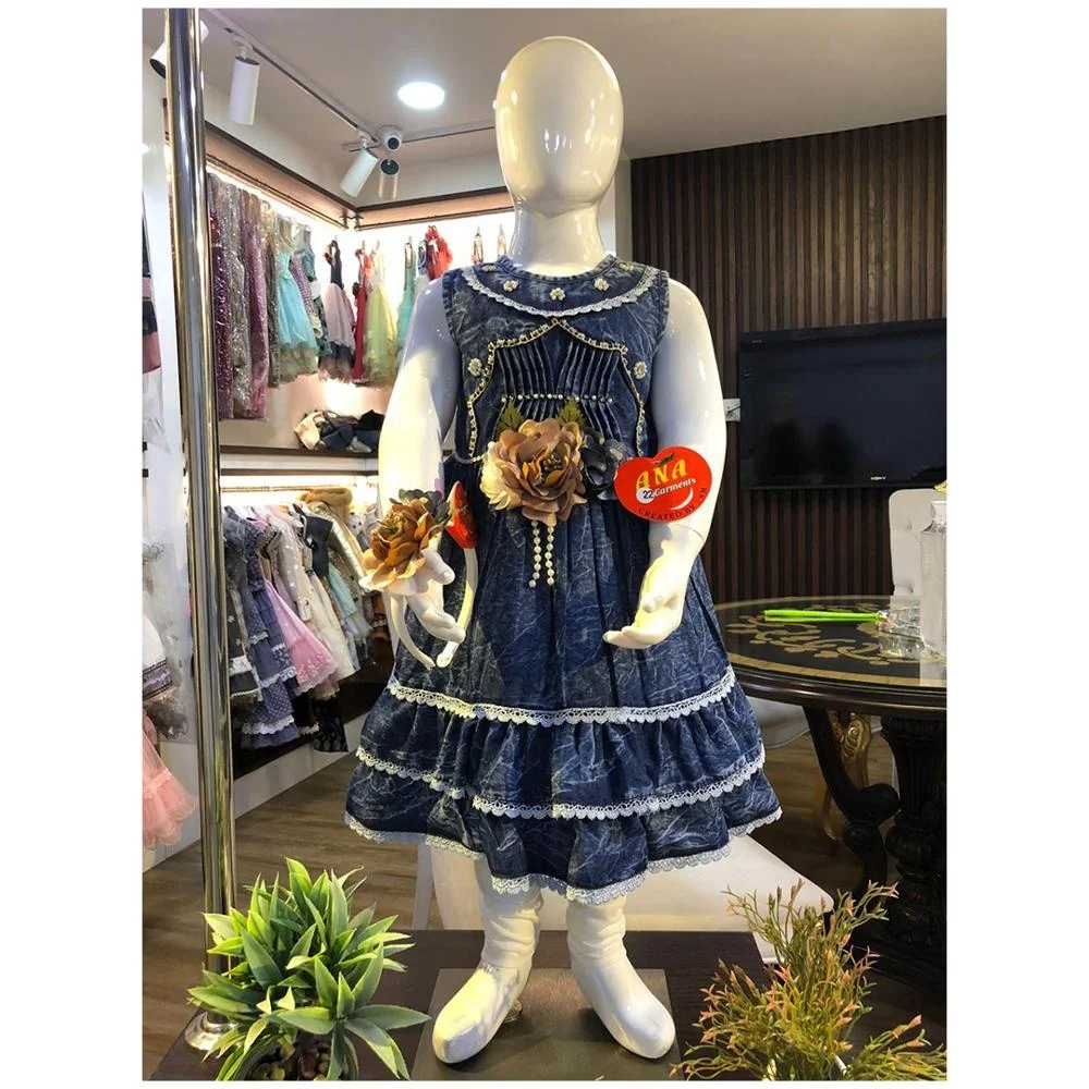 2020 kids tinsel denim frock girl dress baby dresses