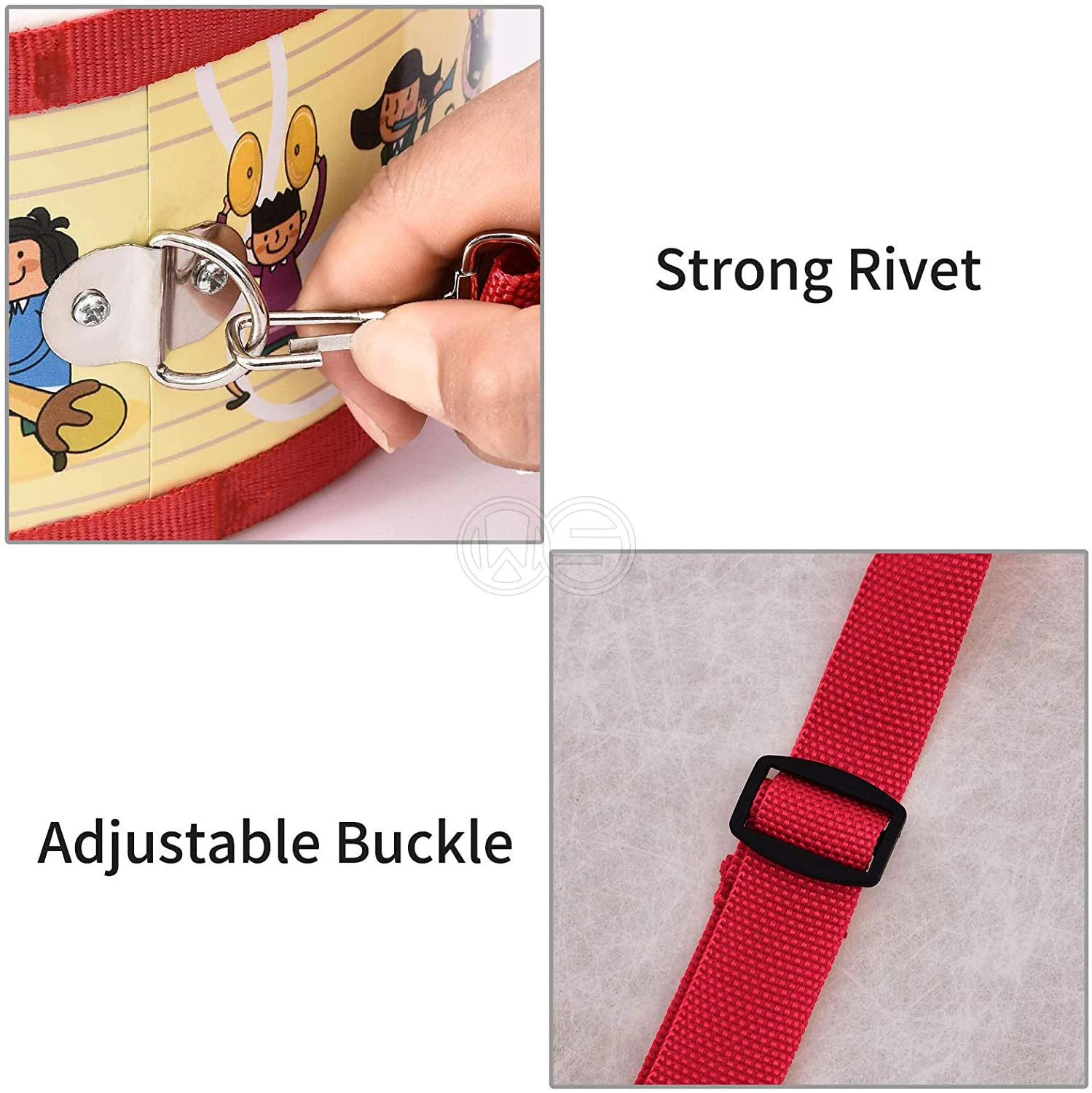 Детский барабан деревянный игрушечный с ремешком для переноски палка детей подарок малышей красный 8x4 дюймов