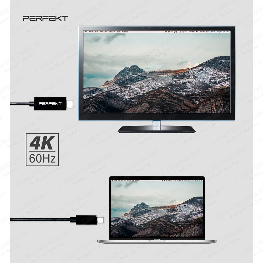 
USB-C to DisplayPort Cable Adapter 4K60Hz DP 1.4 Cable Adapter Type C to DP Male to Male 