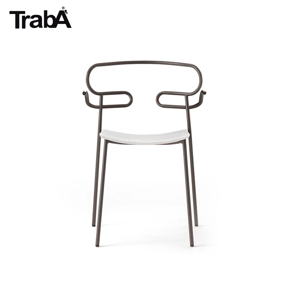 Top Quality stackable Armchair metal frame wood seat