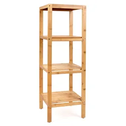Custom Bamboo Furniture Storage Racks 4 5 Tier Bathroom Shelves Bookshelf Organizer Corner 100% Bamboo Shelf