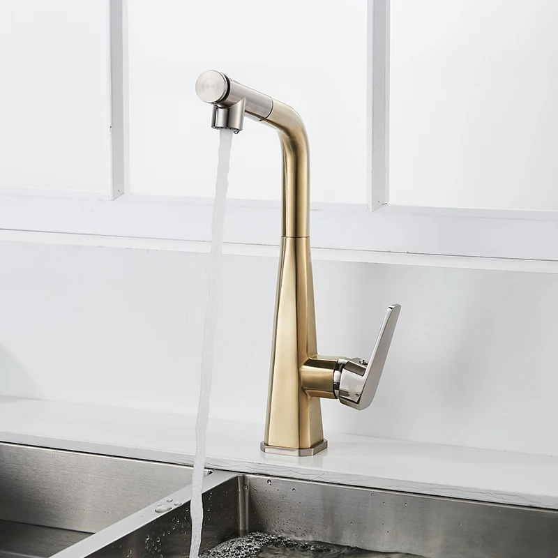 Matte GOLD Kitchen Sink Faucet Pull Down Kitchen Faucet Single Handle Mixer Tap 360 Rotation Torneira Cozinha Mixer Tap