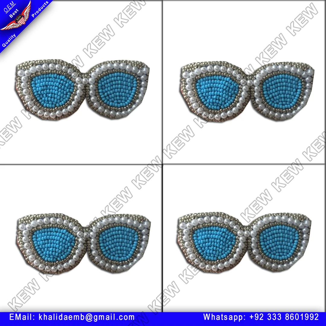 custom embroidery Beaded brooch custom embroidery patch for garments Glasses brooches handmade party wedding USA UK Europe