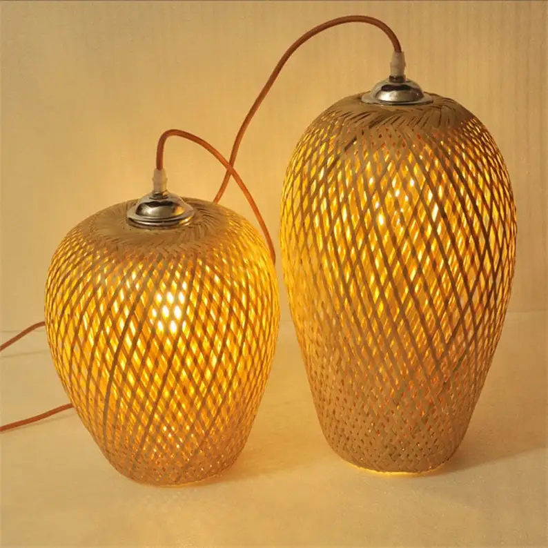Hot selling  decor moon lamp bar cafe festival hotel lantern decoration rattan bamboo woven camping craft table decor lamp