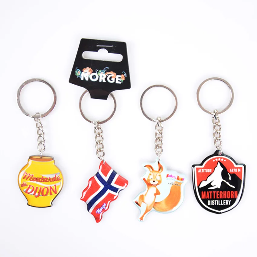Double Side Rectangle Keyring with Epoxy customized