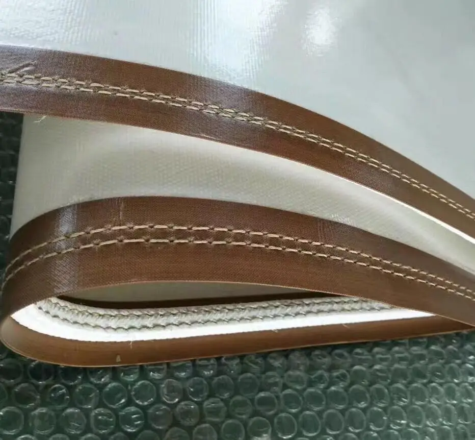 Customized Size  PTFE Fabric Conveyor  Belt with Edge Reinforcement and Guide Bar
