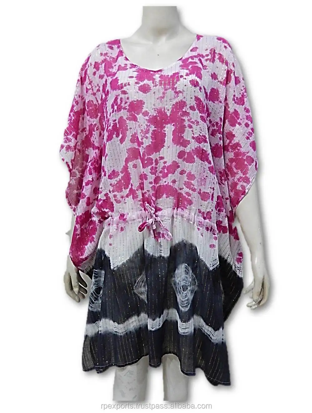 Woven Beach Swimsuit Cover up V-neck Dress Caftan Caftan Latest 2024 Tie Dye Cotton Dress for Women Swimwear Beachwear