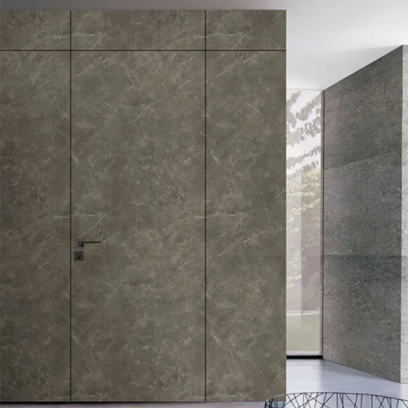 Flush design slim frame melamine skin wooden interior door for hotel