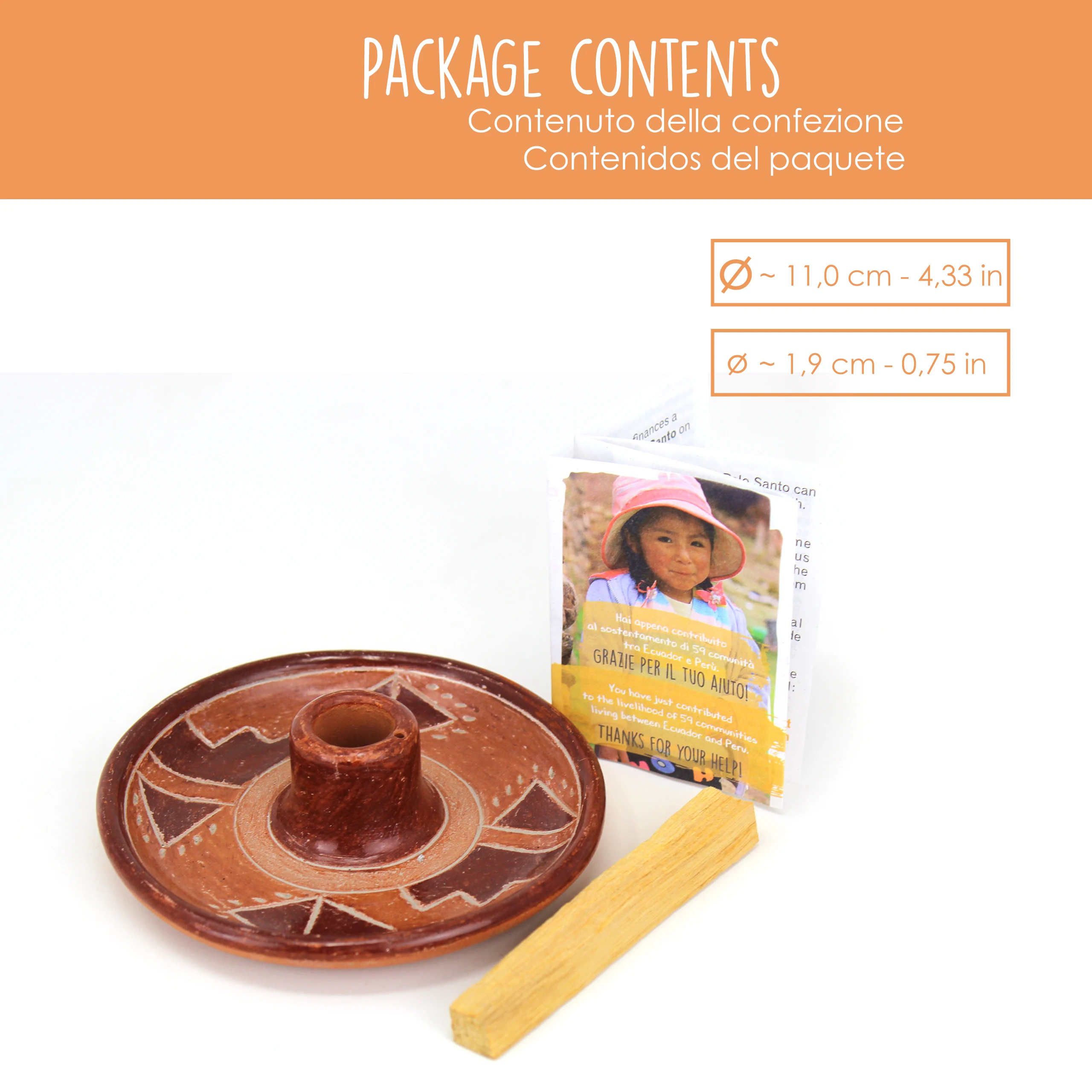 Держатель для палочек Palo Santa мочика из терракотовой ткани пальо-Санто ручная работа эквадорских ремесленников в комплект входят 1 Пало Санто