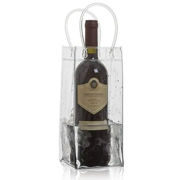 PVC Leakproof Ice Bag Transparent Portable Wine Pack Champagne Bottle Chiller Bag