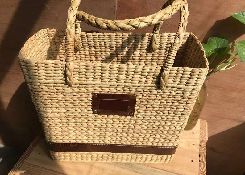 Миниатюрный вязаный клатч из соломы и гиацинта с верхней ручкой женская модная сумка на талию для путешествий работы