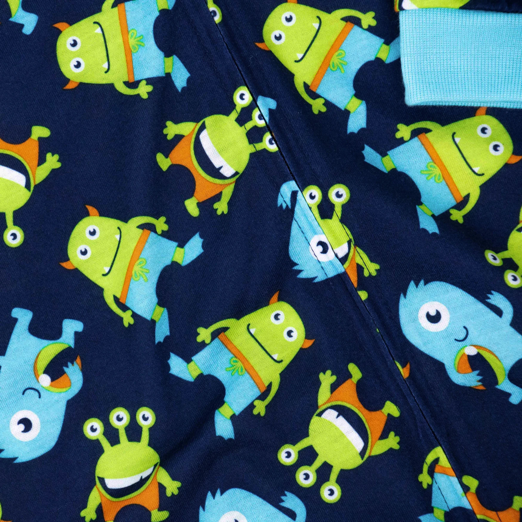 infant boys one piece monster pajamas clothes 100% polyester blue baby rompers with flame resistant