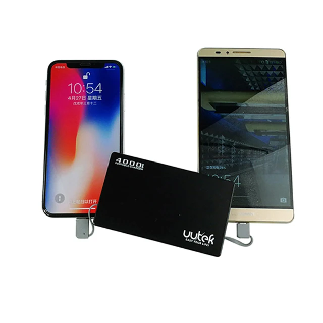 
Ultra slim portable charger power bank 4000mah with built-in cables Settpower RSK5 